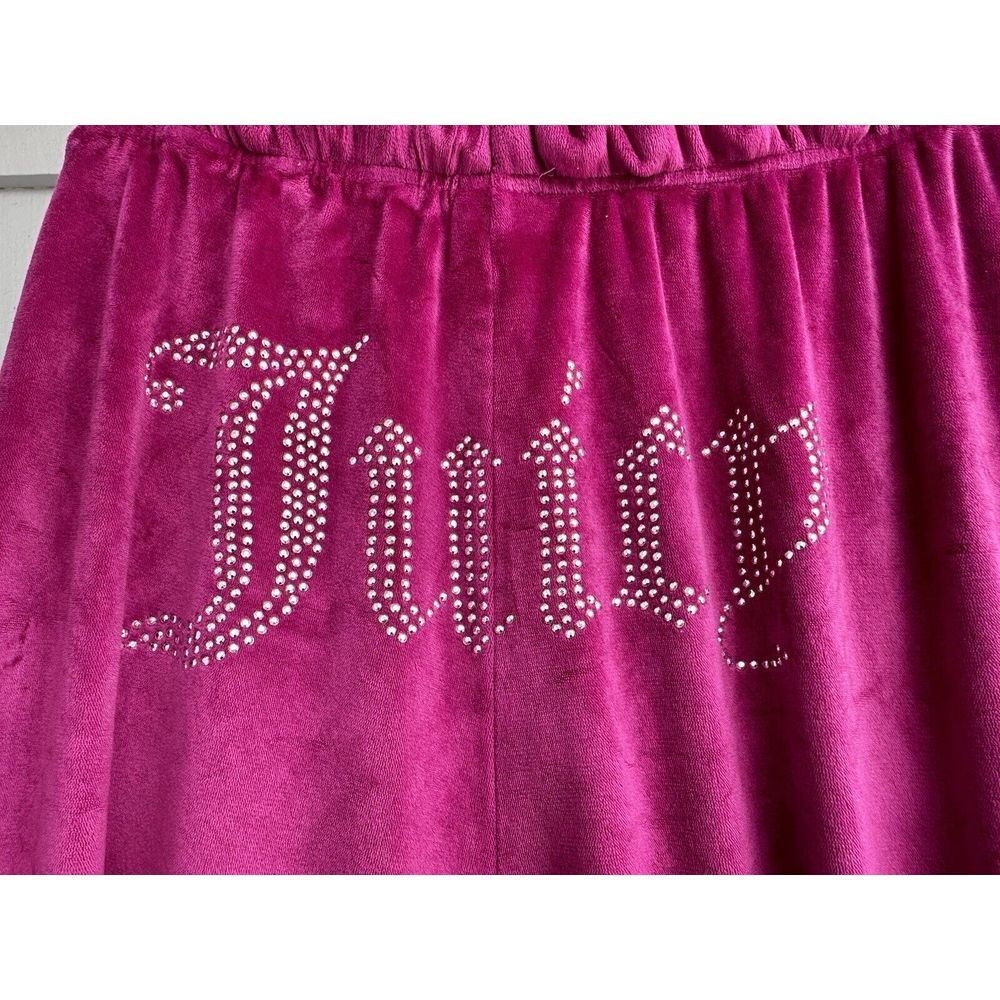 Juicy Couture Sleepwear Bling Pink Fuschia Velour Drawstring Pajama Pants L - Picture 2 of 4